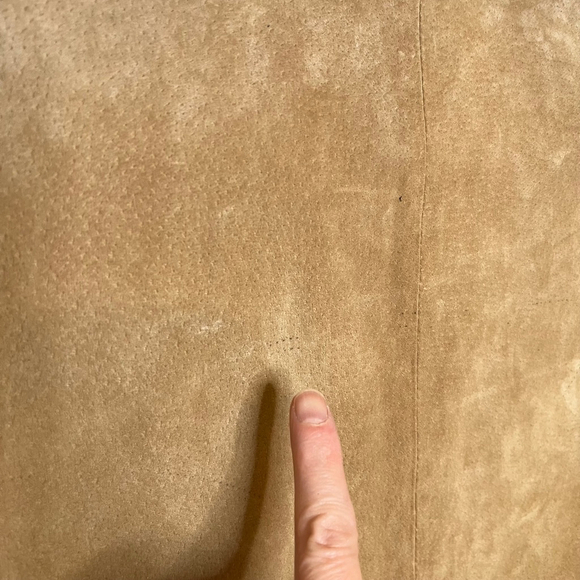 Vintage Suede Leather Blazer Jacket Tan Brown Boho Ruffle Trim Alice Blue S - Picture 17 of 17